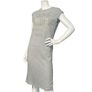 Dress J’aime Paris Rive Gauche 1974 Heather Gray Graphic Cotton T-shirt Dress S